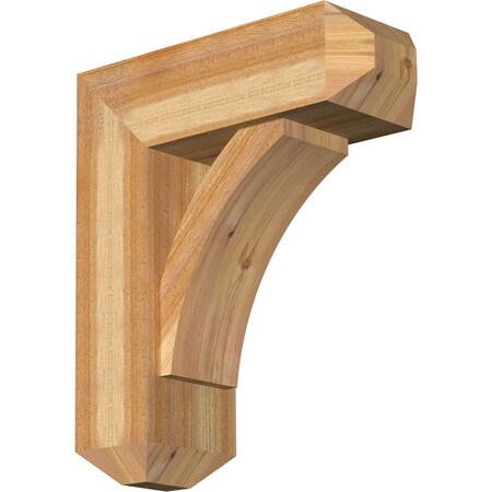Ekena Millwork Thorton Craftsman Rough Sawn Bracket w/ Offset Brace, Western Red Cedar, 8"W x 22"D x 26"H BKT0806X22X26THR04RWR